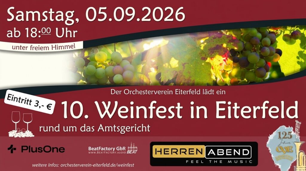 10. Weinfest in Eiterfeld am 05.09.2026, Flyer 16:9