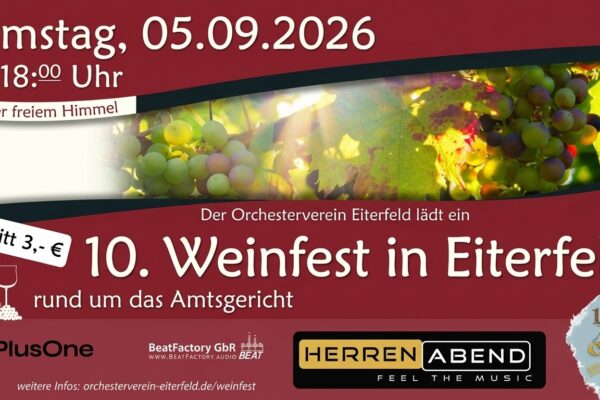 10. Weinfest in Eiterfeld am 05.09.2026, Flyer 16:9