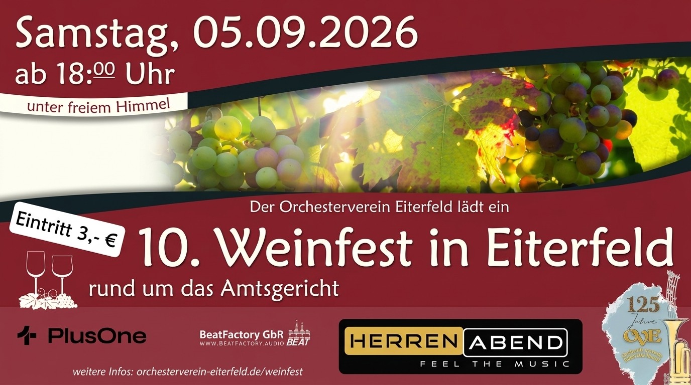 10. Weinfest in Eiterfeld am 05.09.2026, Flyer 16:9
