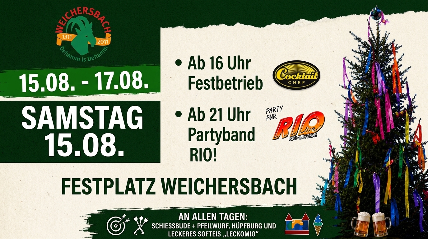 Kirmes Weichersbach – Samstag 15.08. mit RIO!